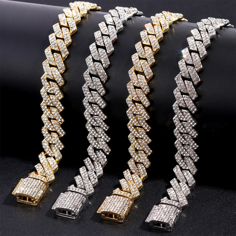 14mm Iced Out  Link Chain Necklace