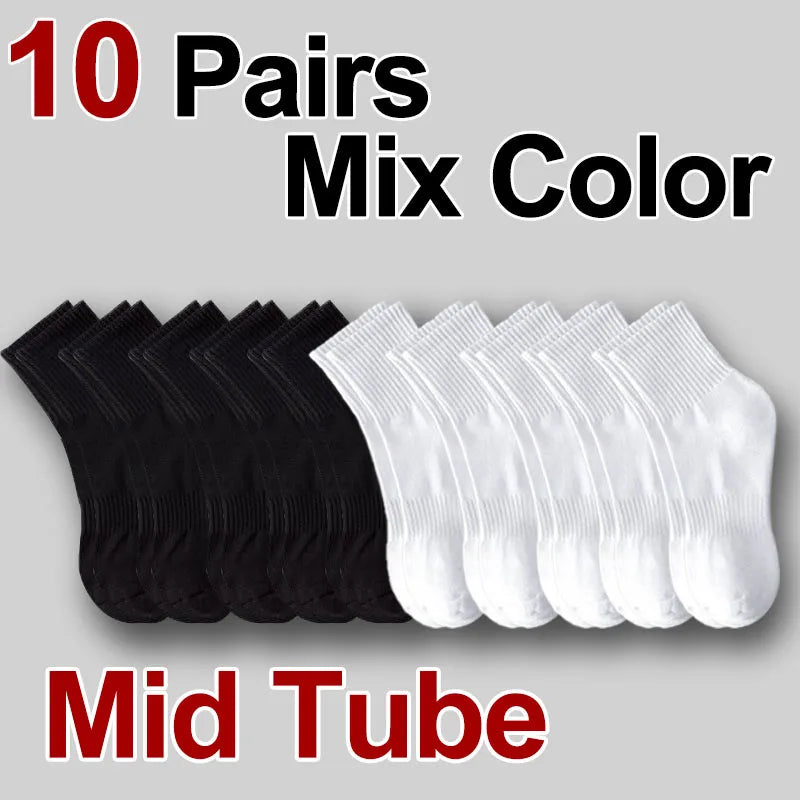 5/10/20 Pairs Neutral Solid Color Round Neck Sock