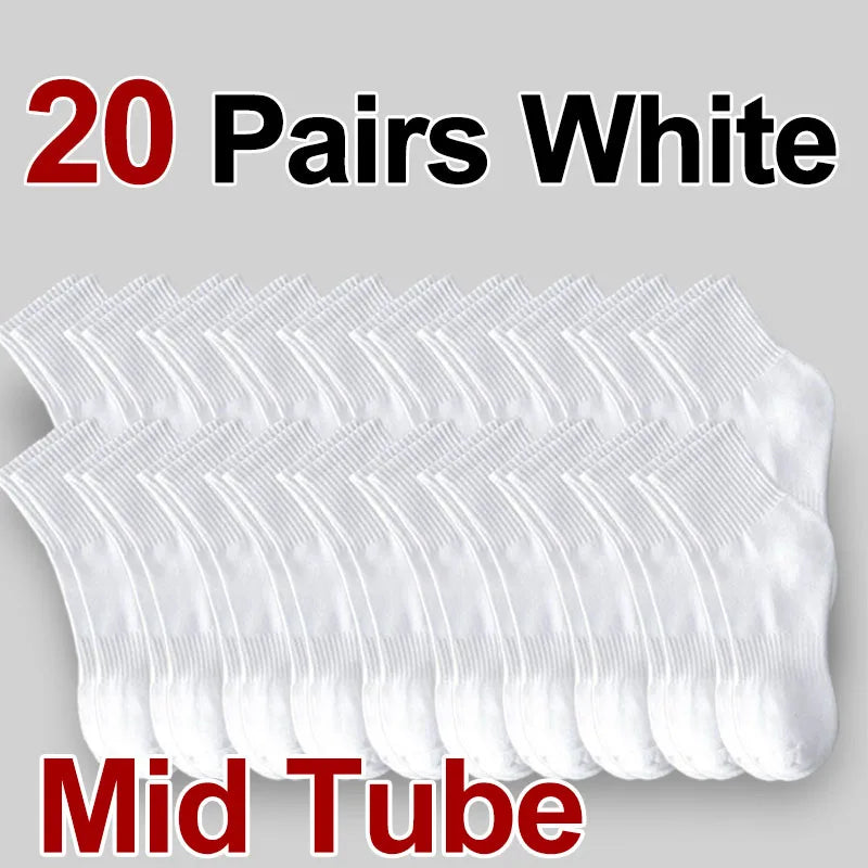 5/10/20 Pairs Neutral Solid Color Round Neck Sock