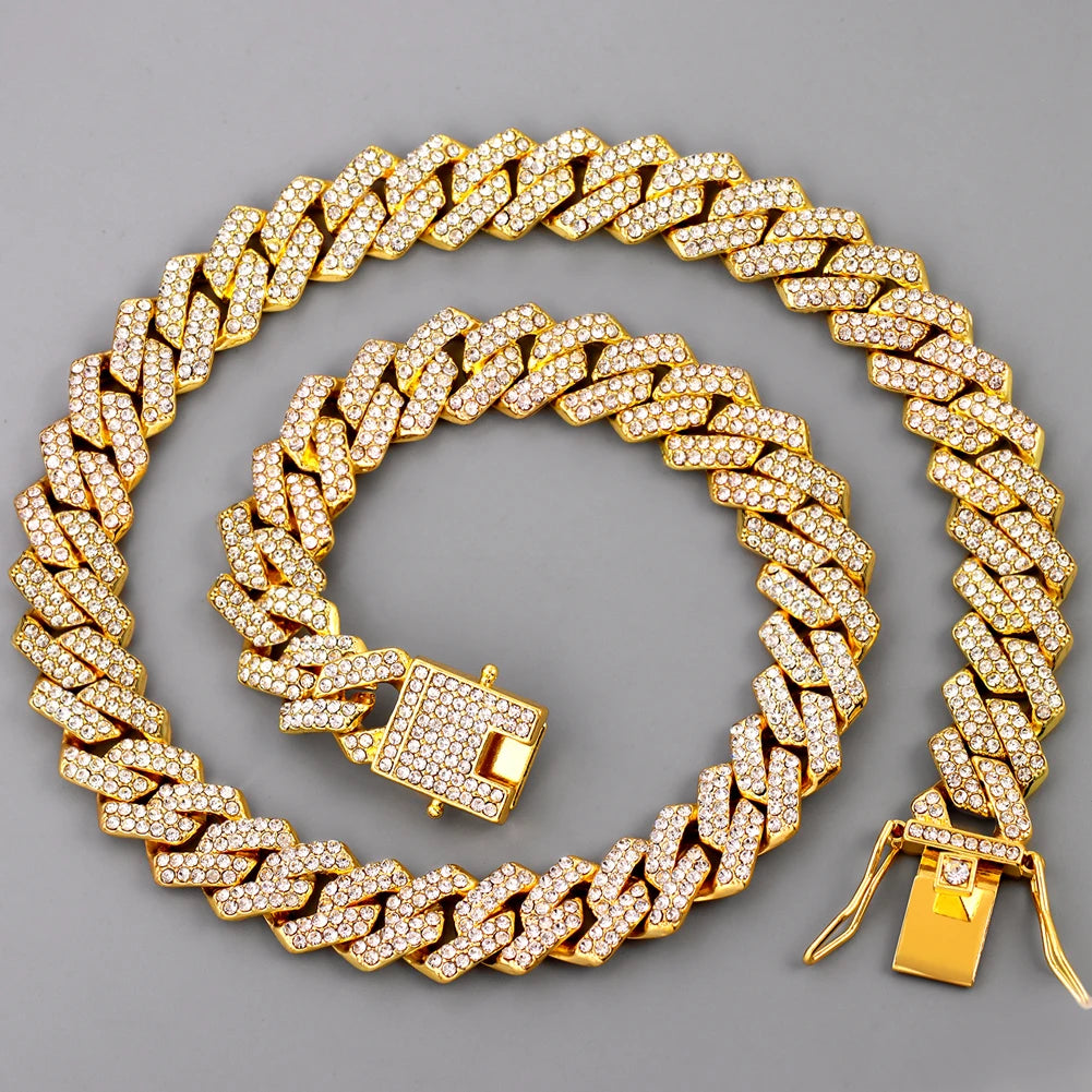14mm Iced Out  Link Chain Necklace