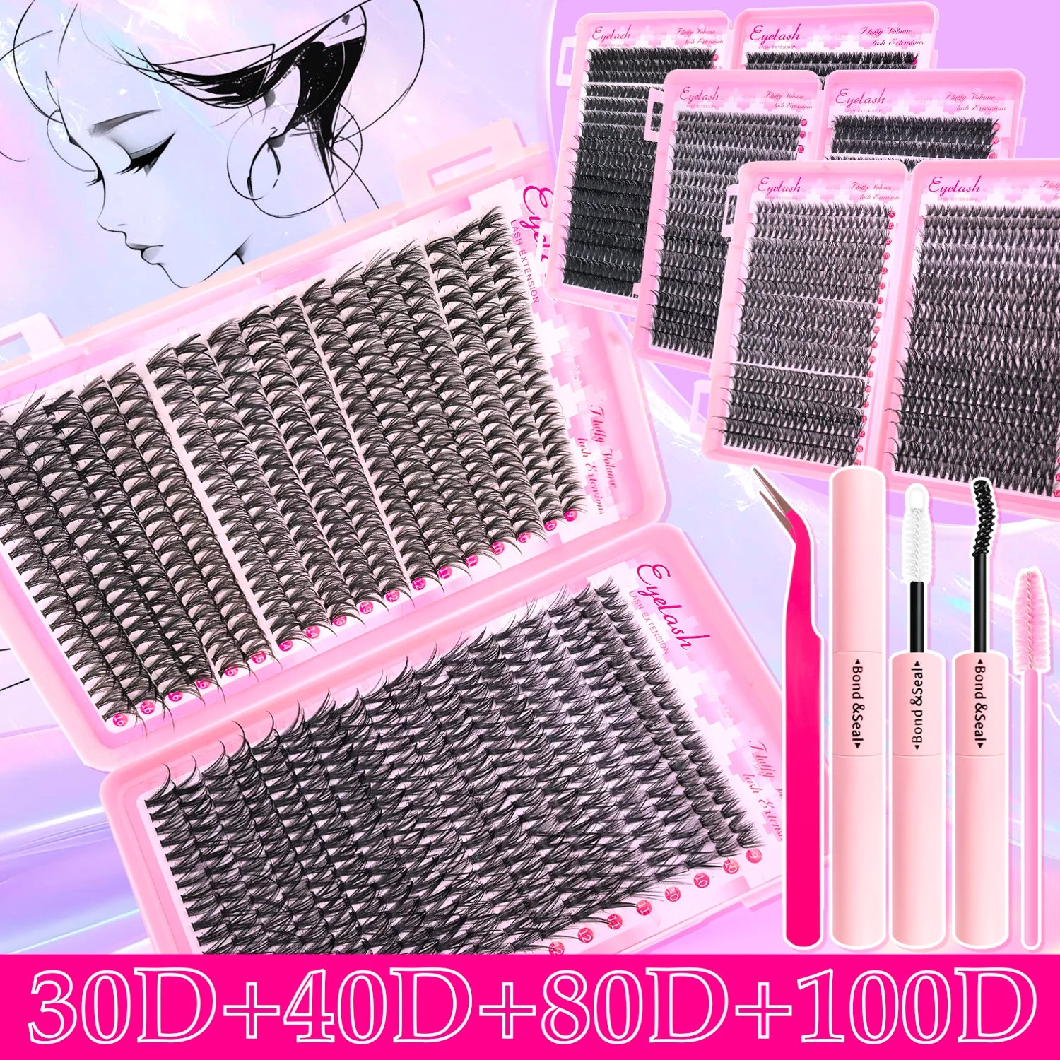 720/200pcs eyelash Extension Kit