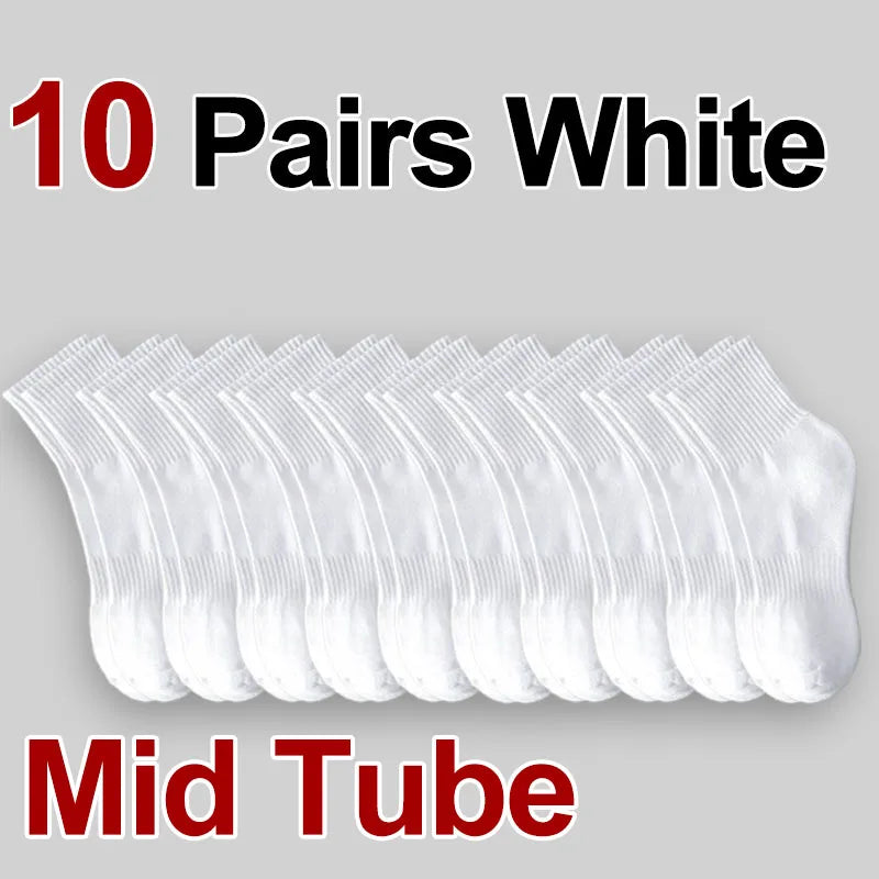 5/10/20 Pairs Neutral Solid Color Round Neck Sock