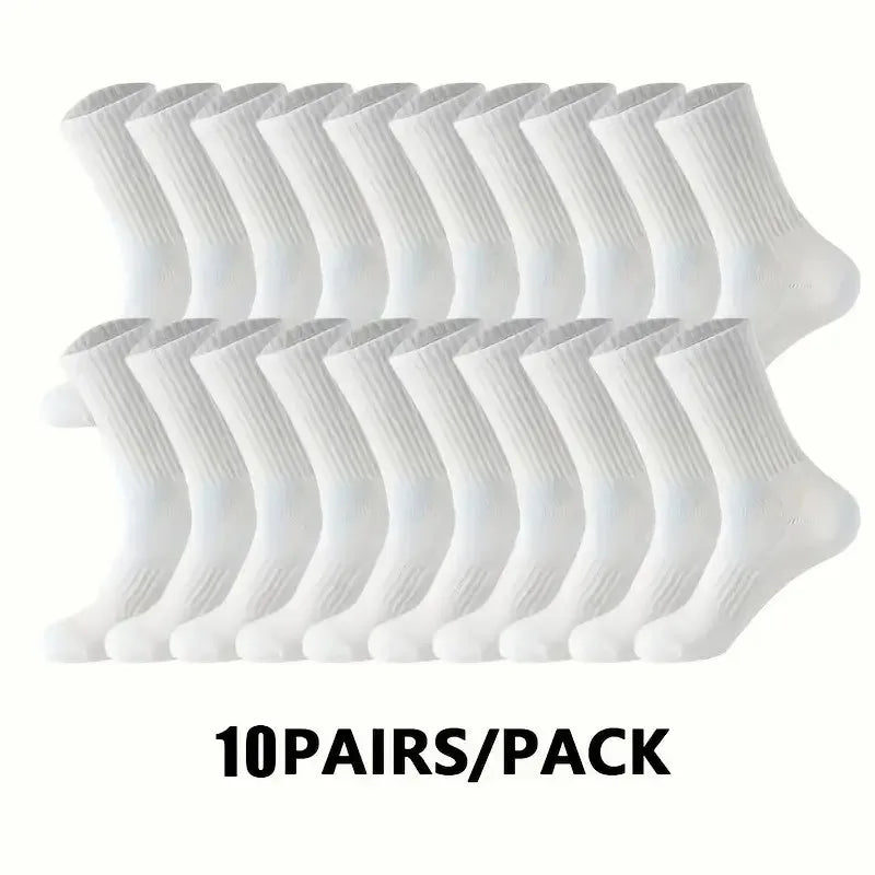 5/10/20 Pairs Neutral Solid Color Round Neck Sock