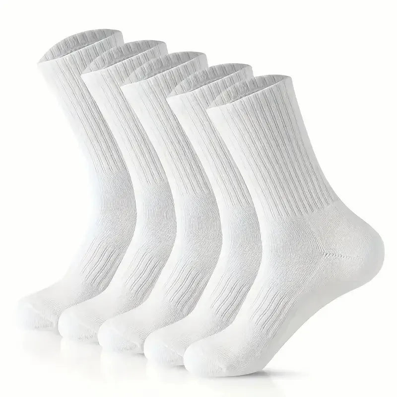 5/10/20 Pairs Neutral Solid Color Round Neck Sock