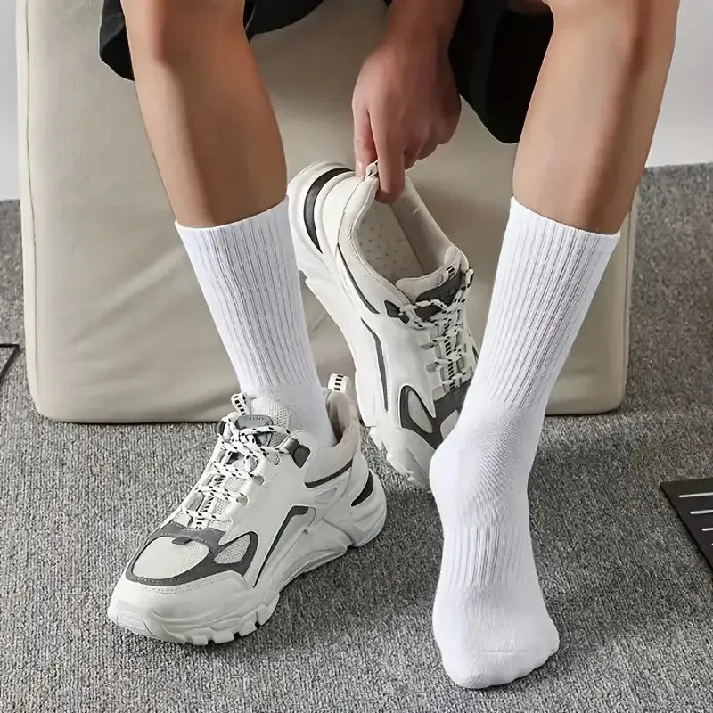 5/10/20 Pairs Neutral Solid Color Round Neck Sock