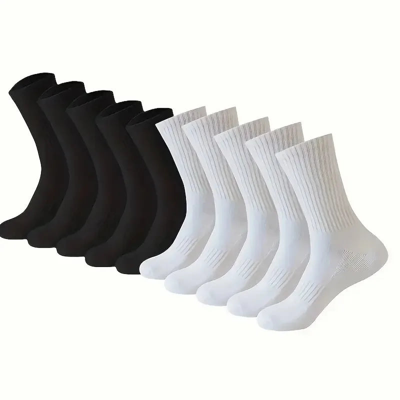 5/10/20 Pairs Neutral Solid Color Round Neck Sock