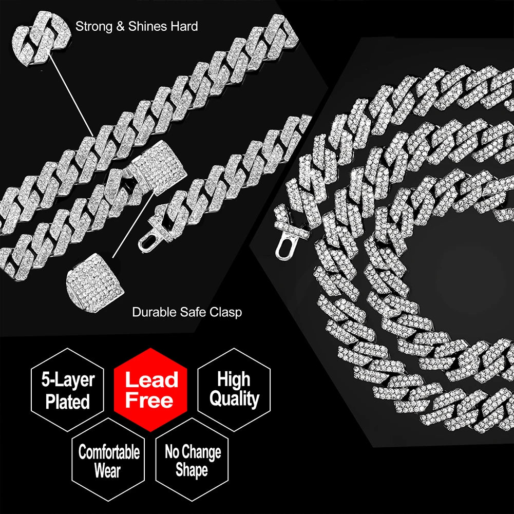 14mm Iced Out  Link Chain Necklace