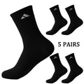 5 pairs of black and white patterned mid length socks