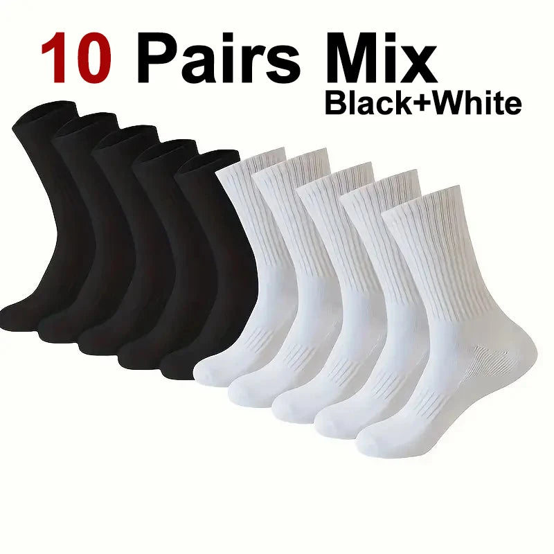 5/10/20 Pairs Neutral Solid Color Round Neck Sock